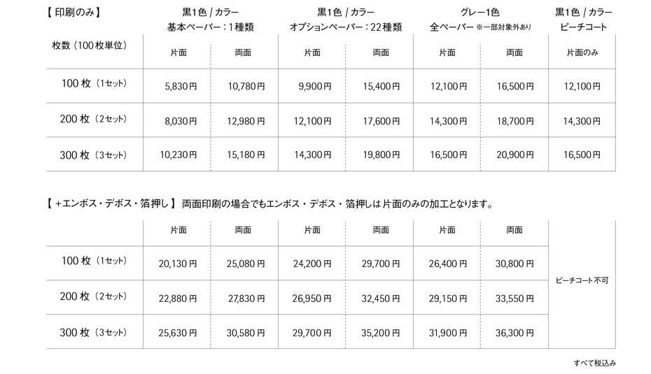 料金表